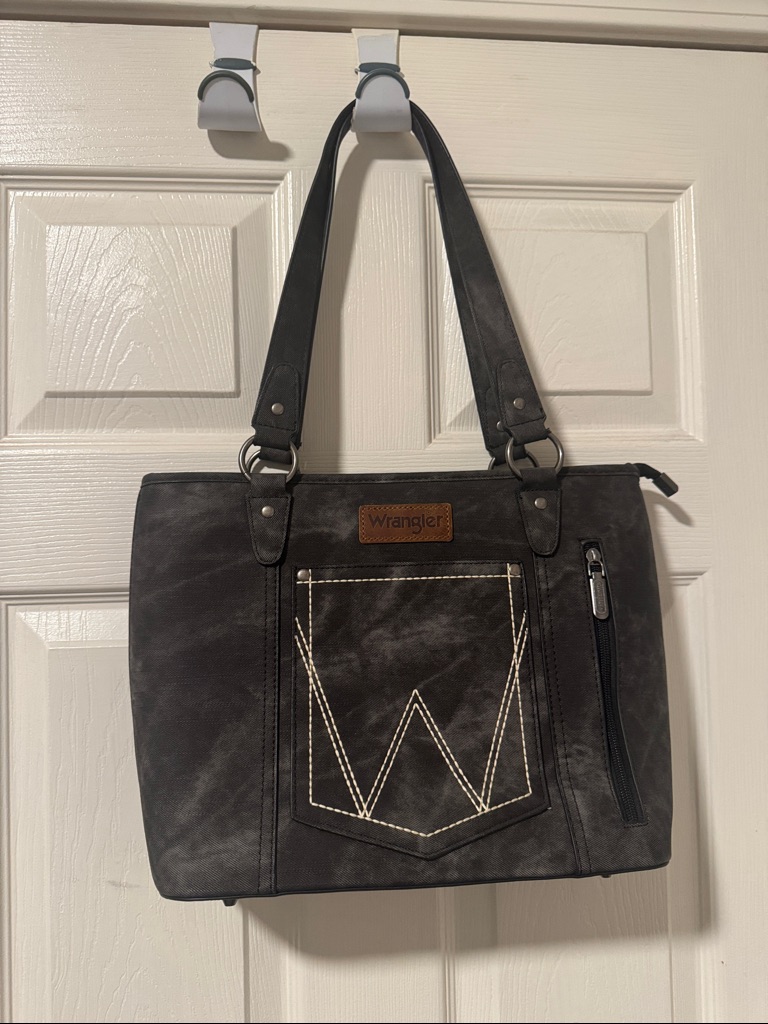 Wrangler Black Shoulder Tote With Contrast Stitching